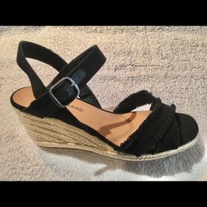 Lucky Brand Espadrille Wedge Black Sandals 8 1/2M